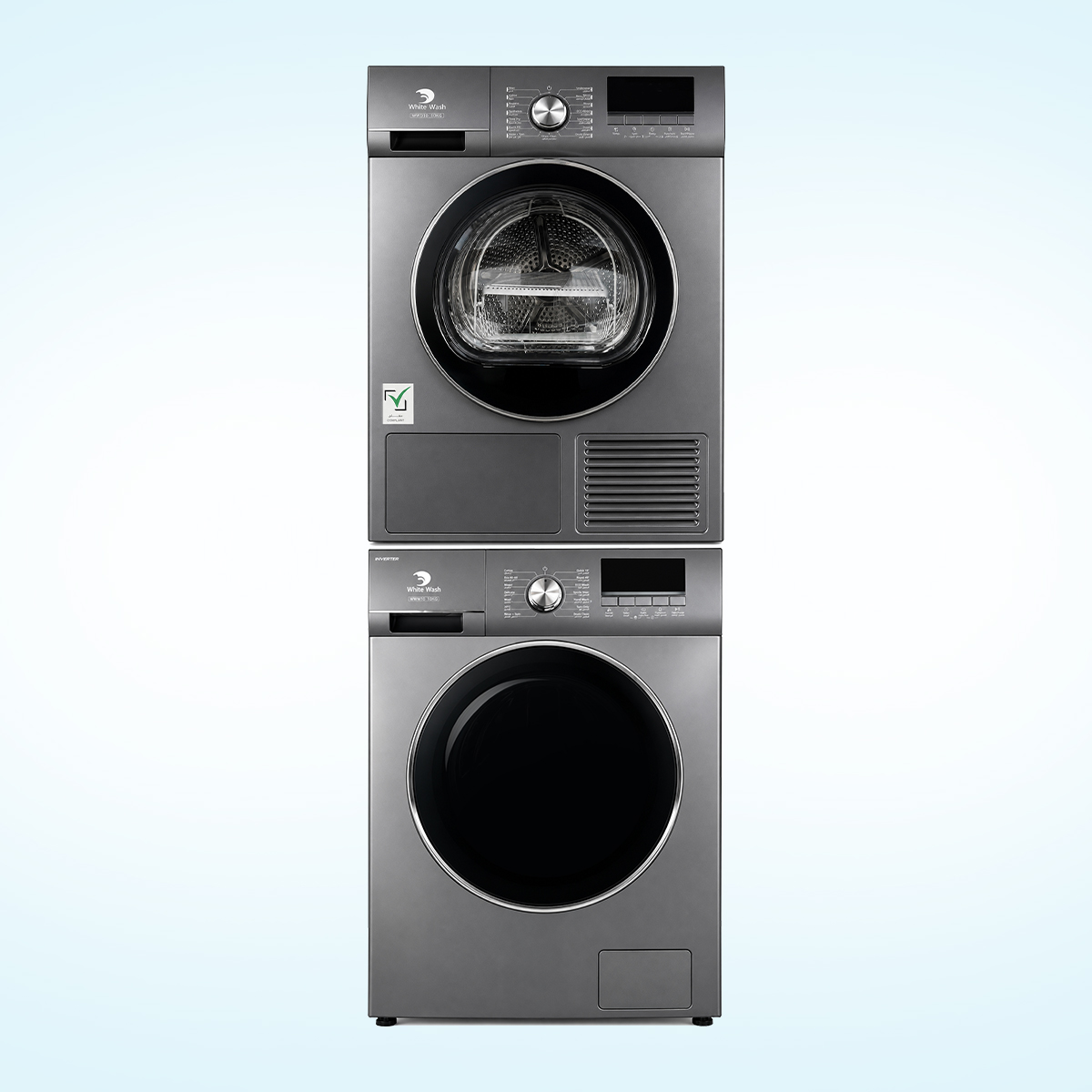 White Wash 10 kg stackable washer and heat pump dryer set with WWW10 washing machine and WWD10 dryer